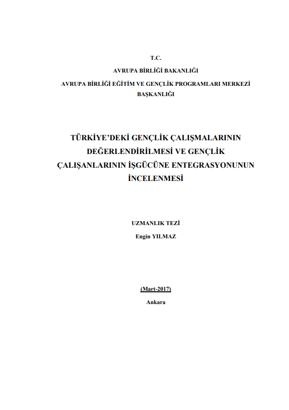 Engin YILMAZ-TÜRKİYE’DEKİ GENÇLİK ÇALIŞMALARININ  DEĞERLENDİRİLMESİ VE GENÇLİK  ÇALIŞANLARININ İŞGÜCÜNE ENTEGRASYONUNUN  İNCELENMESİ